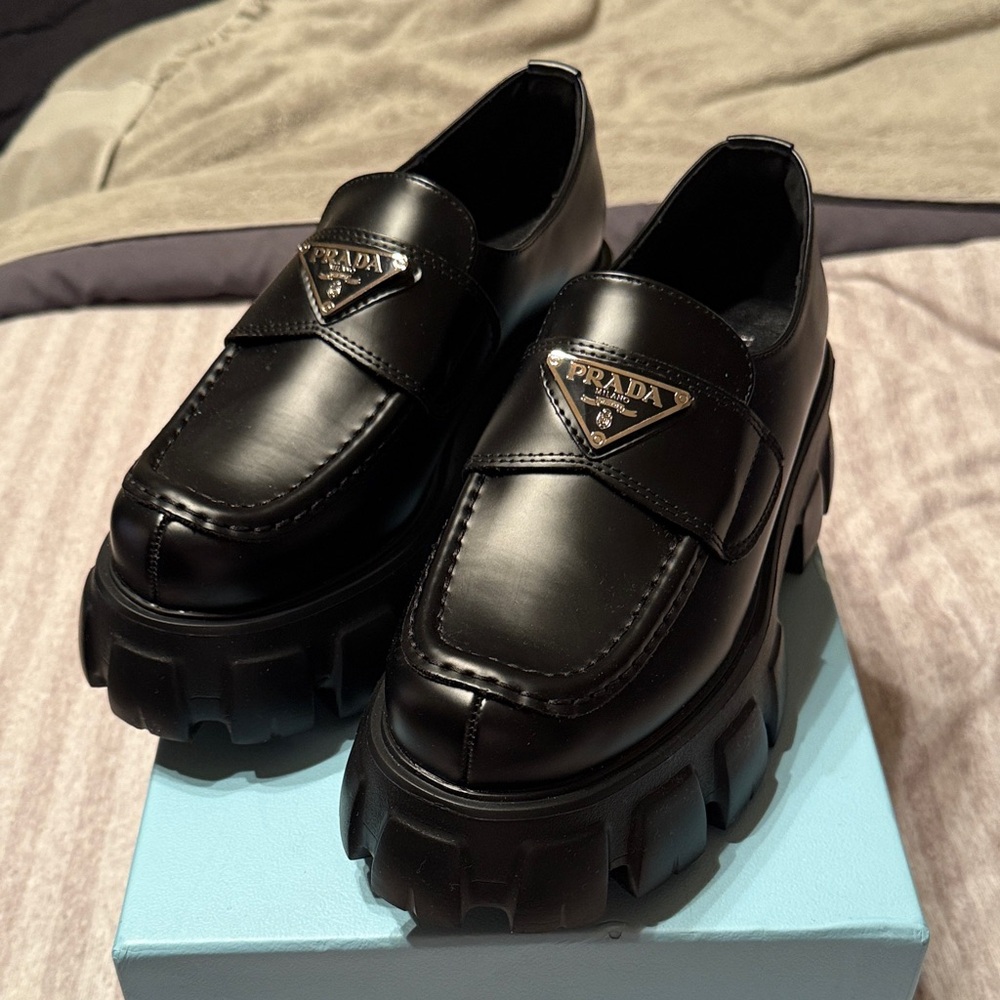 Women’s Chunky Black Slip-On Loafers
